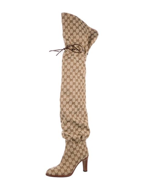 gucci boots tall with fold down|thigh high gucci boots.